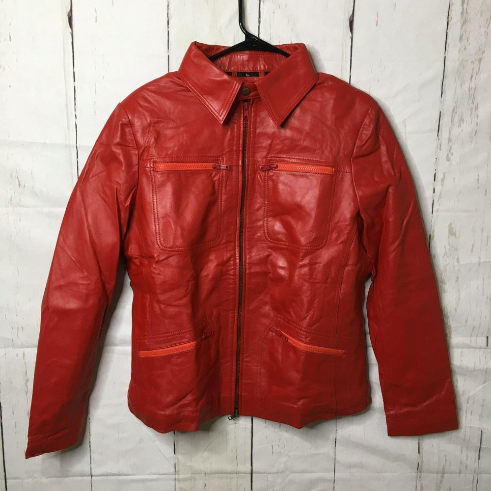Ultimo Fashions Womens Real Leather Jacket Red NWT